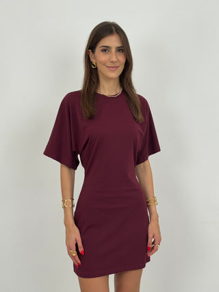 Abito Corto in Jersey Bordeaux