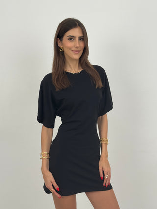 Abito Corto in Jersey Nero