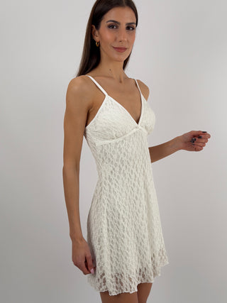 Abito Corto in Pizzo Bianco