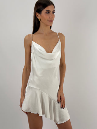 Abito Corto in Satin Bianco
