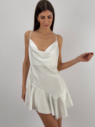 Abito Corto in Satin Bianco