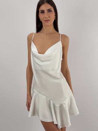 Abito Corto in Satin Bianco