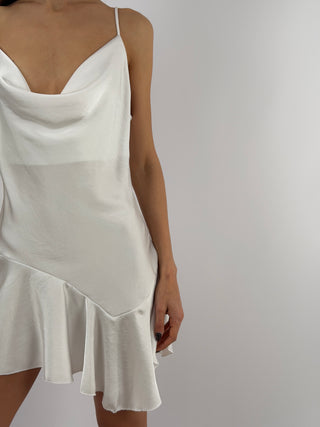 Abito Corto in Satin Bianco