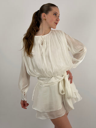 Abito Corto in Raso Bianco