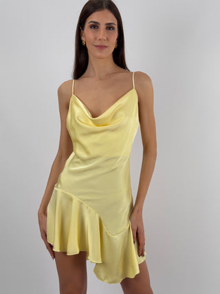 Abito Corto in Satin Giallo