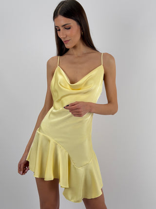 Abito Corto in Satin Giallo