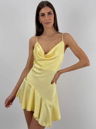 Abito Corto in Satin Giallo