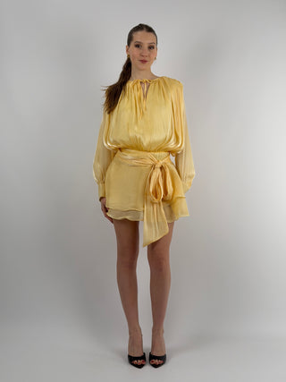 Abito Corto in Raso Giallo