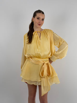 Abito Corto in Raso Giallo