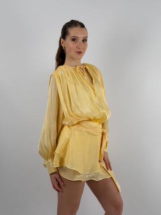 Abito Corto in Raso Giallo