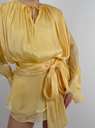 Abito Corto in Raso Giallo