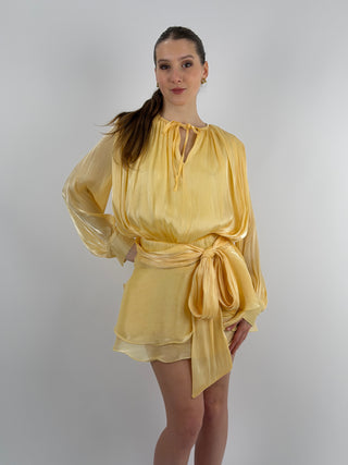 Abito Corto in Raso Giallo