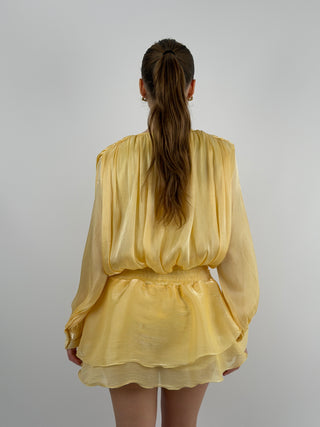 Abito Corto in Raso Giallo