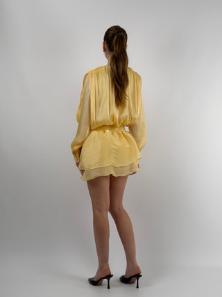 Abito Corto in Raso Giallo