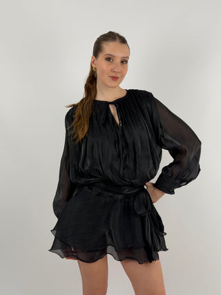 Abito Corto in Raso Nero