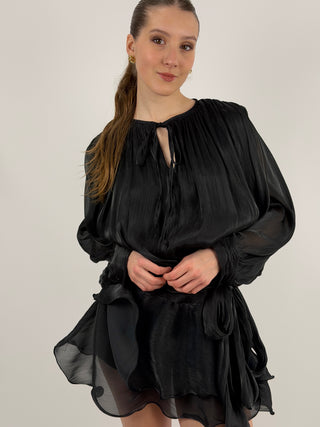 Abito Corto in Raso Nero