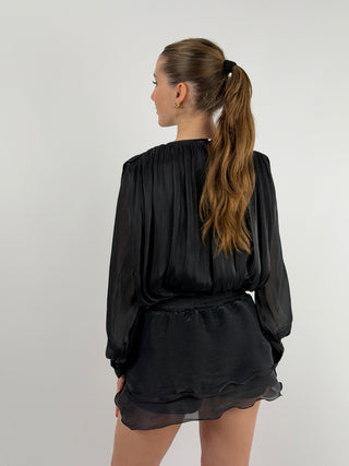 Abito Corto in Raso Nero