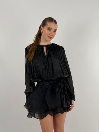 Abito Corto in Raso Nero