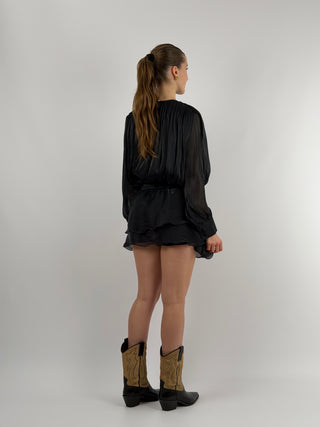 Abito Corto in Raso Nero