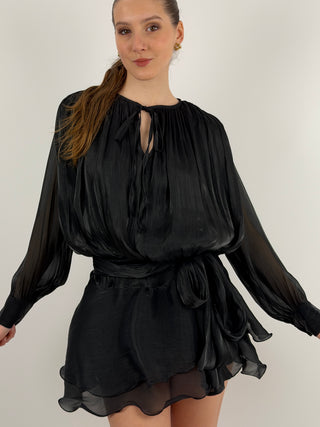 Abito Corto in Raso Nero