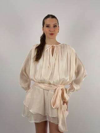 Abito Corto in Raso Rosa