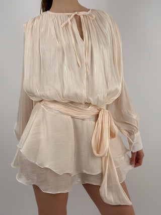 Abito Corto in Raso Rosa