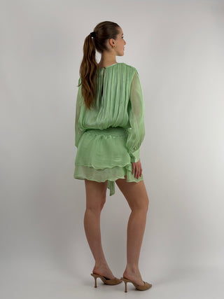 Abito Corto in Raso Verde