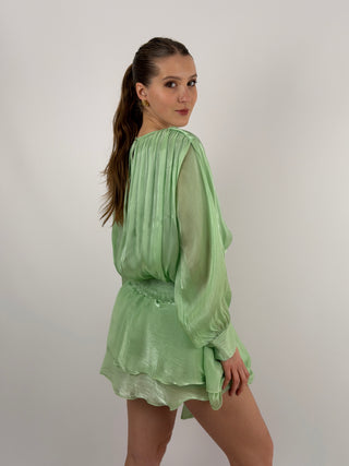 Abito Corto in Raso Verde