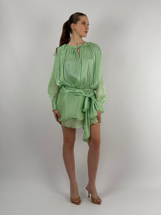 Abito Corto in Raso Verde