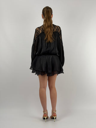 Abito in Raso con Pizzo Nero