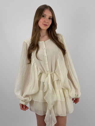 Abito Corto con Balze Panna