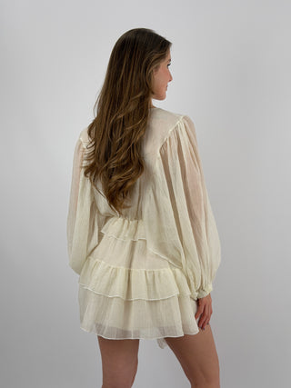 Abito Corto con Balze Panna