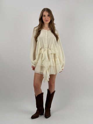 Abito Corto con Balze Panna