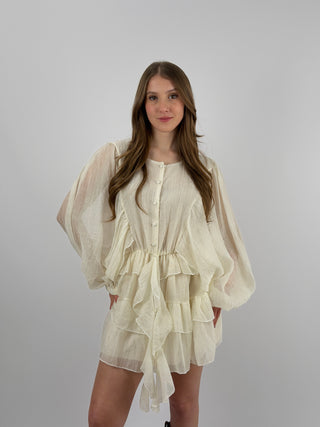 Abito Corto con Balze Panna