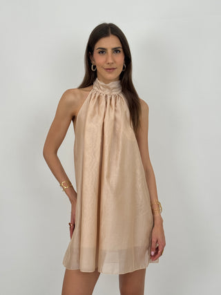 Abito Corto Halter Rosa Cipria