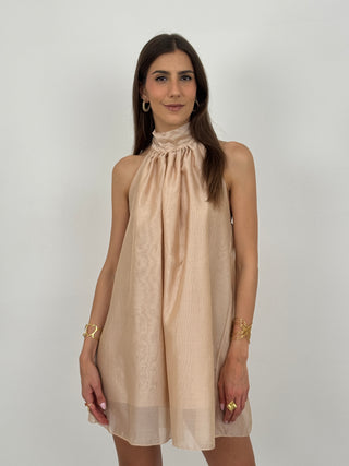 Abito Corto Halter Rosa Cipria