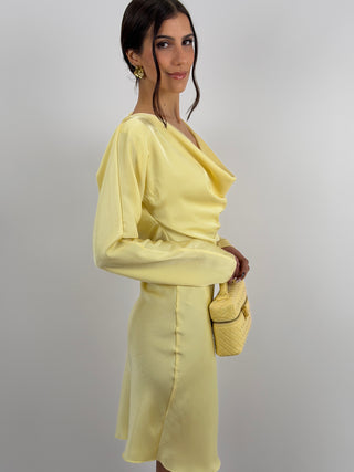 Abito Corto Satin Giallo