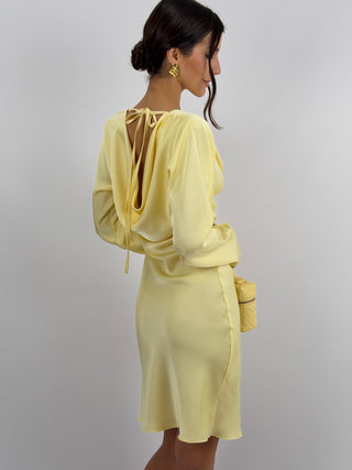 Abito Corto Satin Giallo