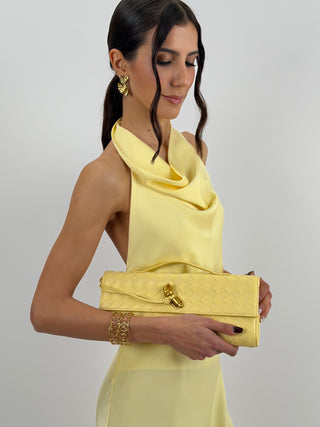 Abito Lungo Halter con Scollo Morbido Giallo