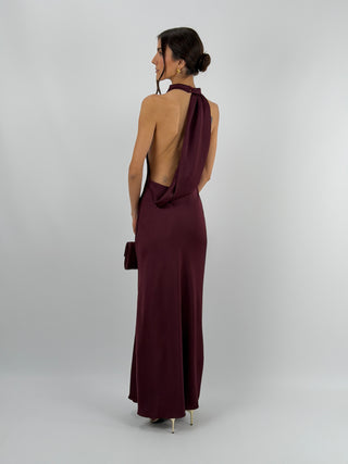 Abito Halter con Scollo Morbido sul Retro Burgundy
