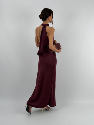 Abito Halter con Scollo Morbido sul Retro Burgundy