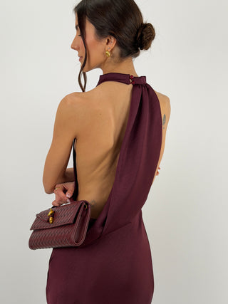 Abito Halter con Scollo Morbido sul Retro Burgundy
