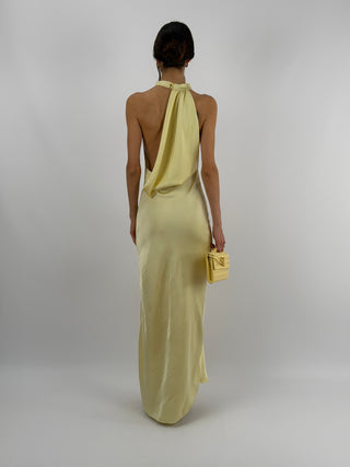 Abito Halter con Scollo Morbido sul Retro Giallo