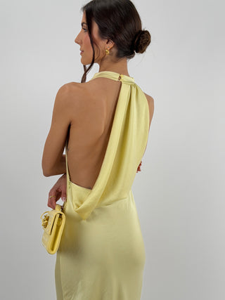 Abito Halter con Scollo Morbido sul Retro Giallo