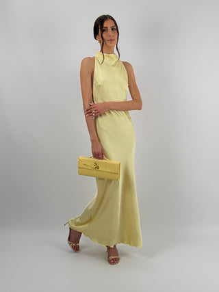 Abito Halter con Scollo Morbido sul Retro Giallo