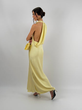 Abito Halter con Scollo Morbido sul Retro Giallo