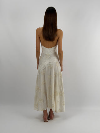 Abito Lungo Halter con Ricami Lumina