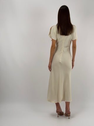 Abito Lungo Lumina con Arricciatura Crema