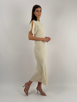 Abito Lungo Lumina con Arricciatura Crema