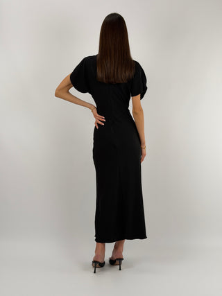 Abito Lungo Lumina con Arricciatura Nero